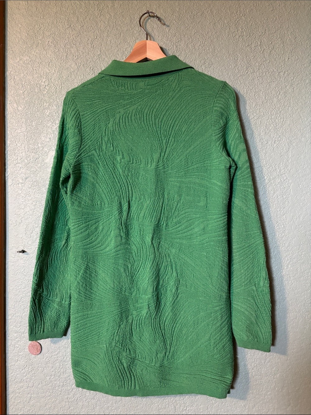 Anthropologie Green Textured Long-Sleeve Polo Tunic Dress Women’s XS Like New - Picture 4 of 4